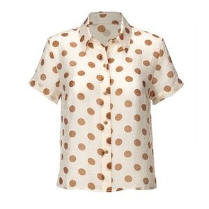 Cabi sheer polka dot button down blouse